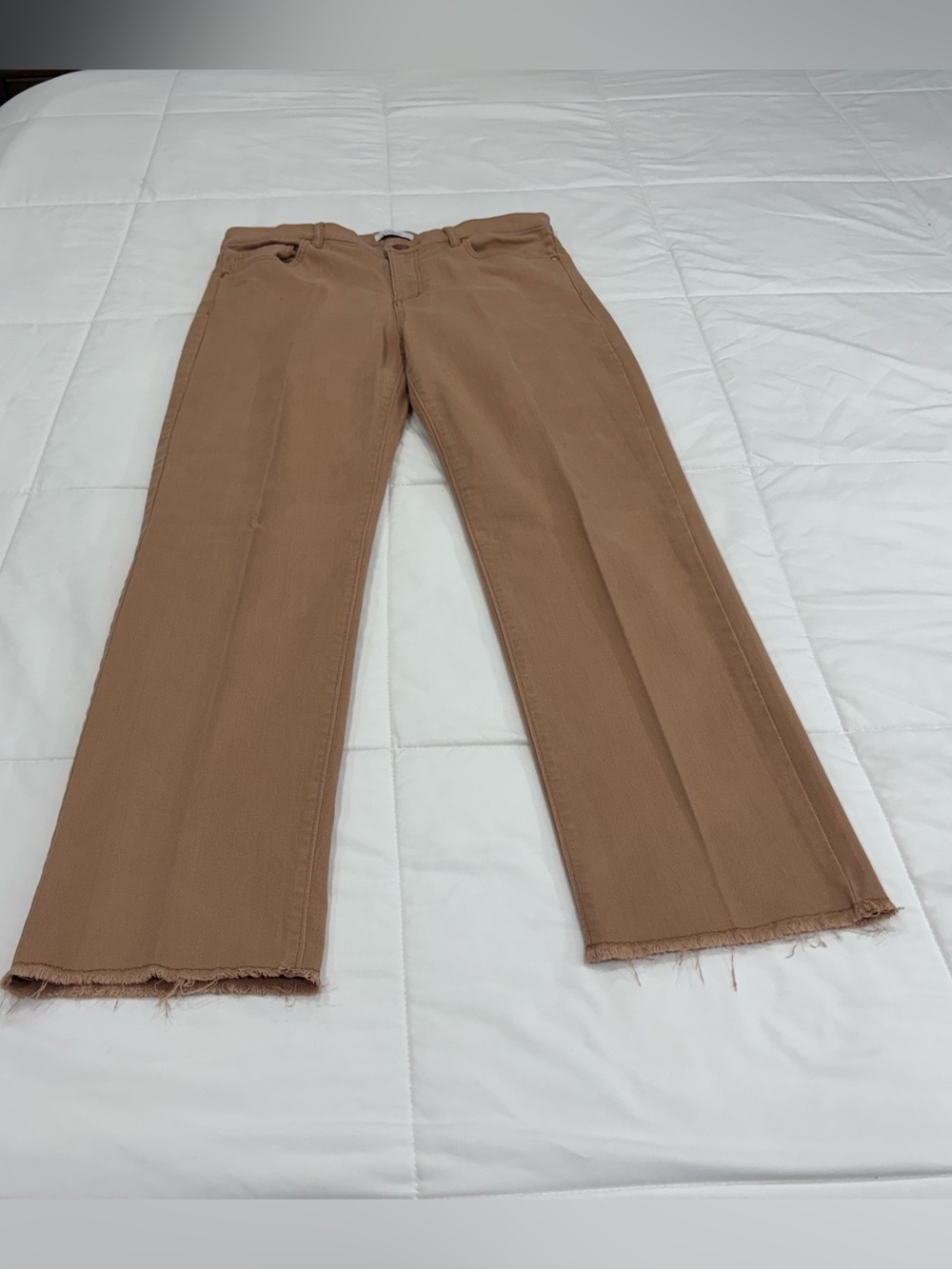 Ladies Tan Brown Size 6 Loft Straight-Leg Raw Hem Jeans